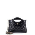 31 Shopping Bag Clutch with Chain Quilted Shiny Crumpled Calfskin Small