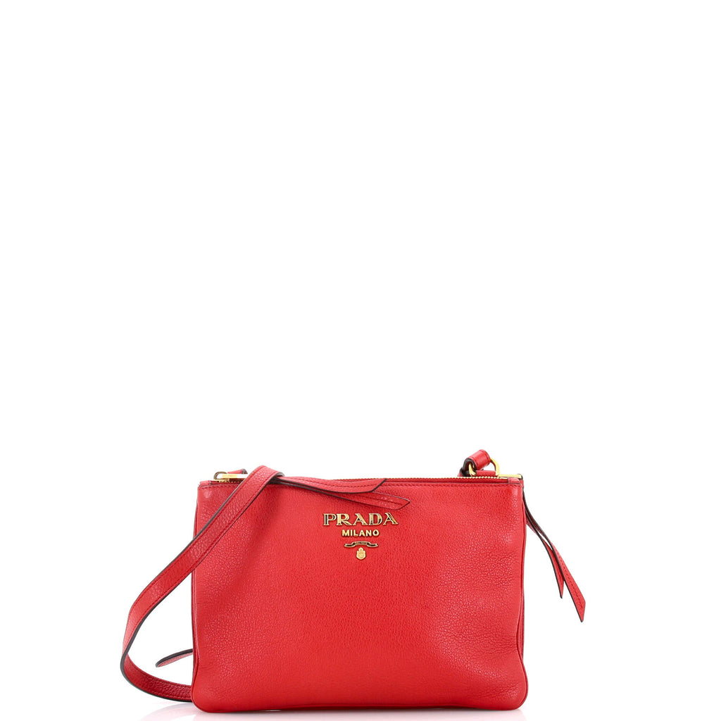 Double Zip Crossbody Bag Vitello Daino Small