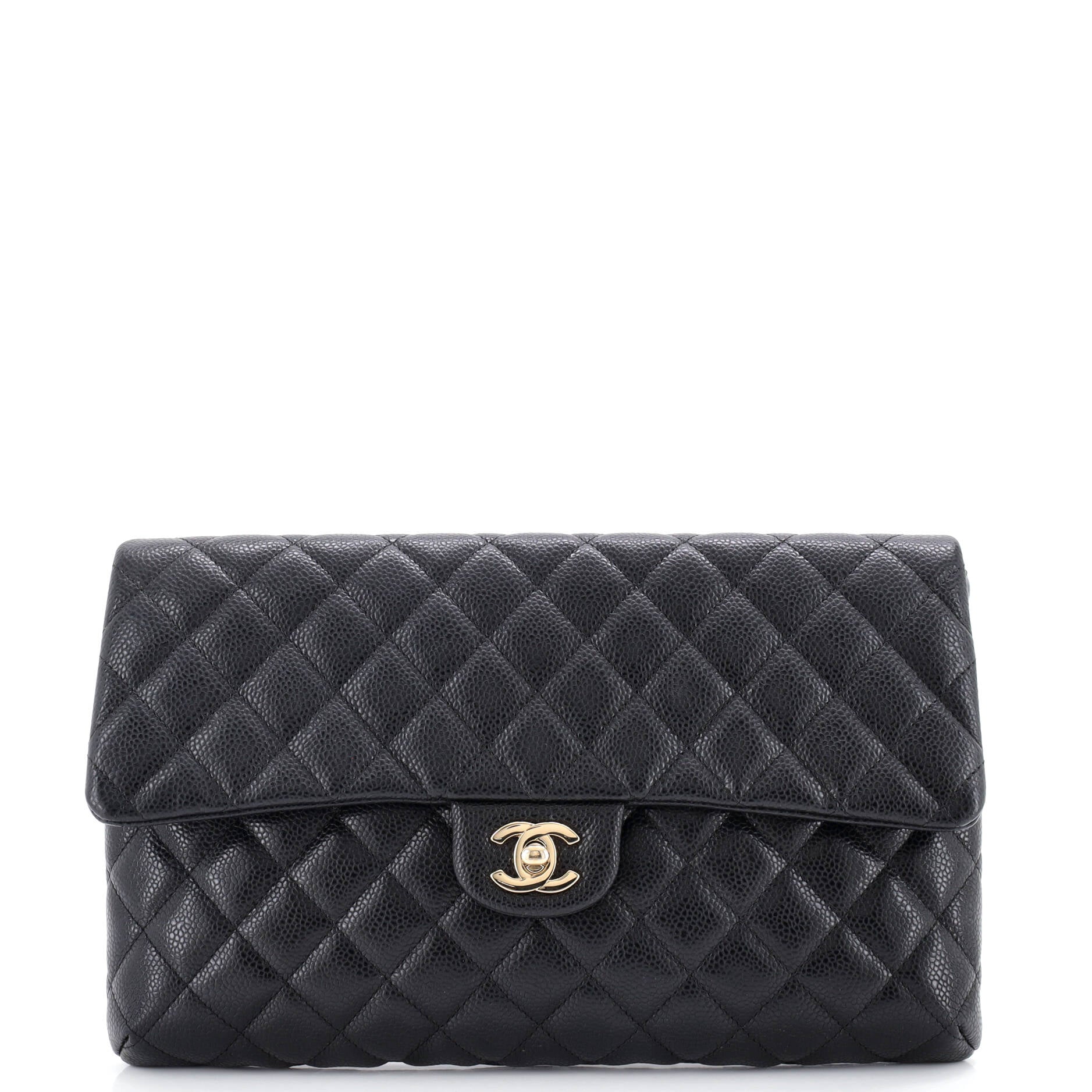 Classic Flap Clutch Quilted Caviar