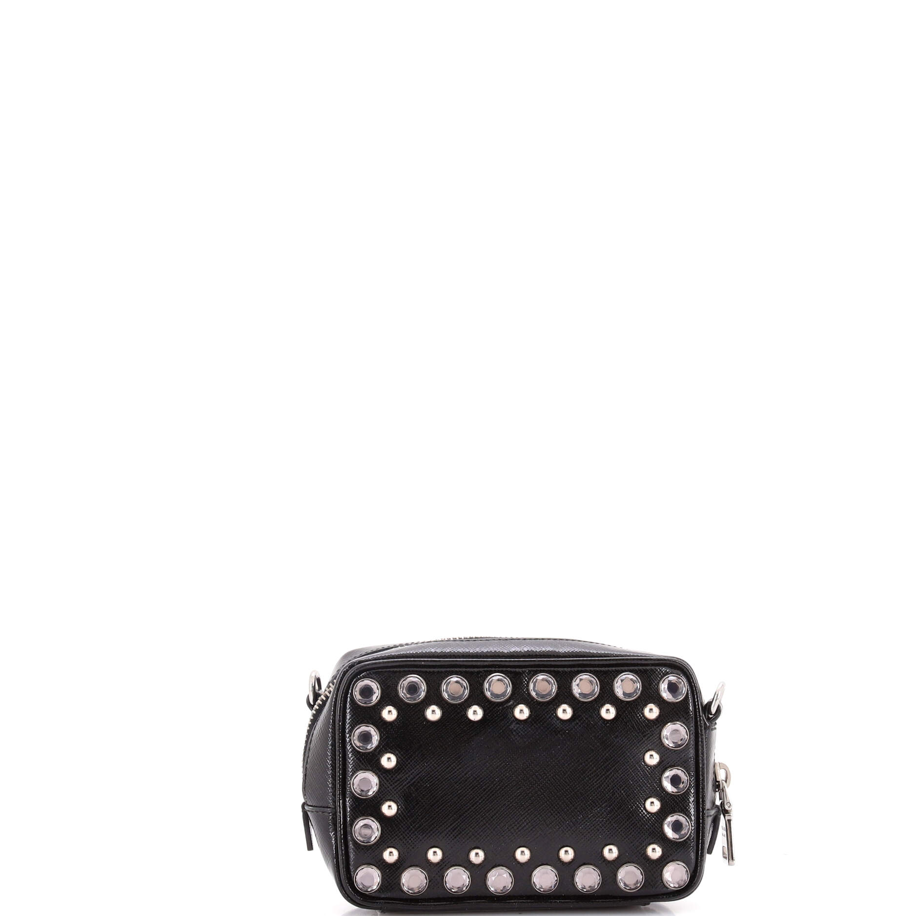 Zip Crossbody Bag Studded Vernice Saffiano Leather Mini