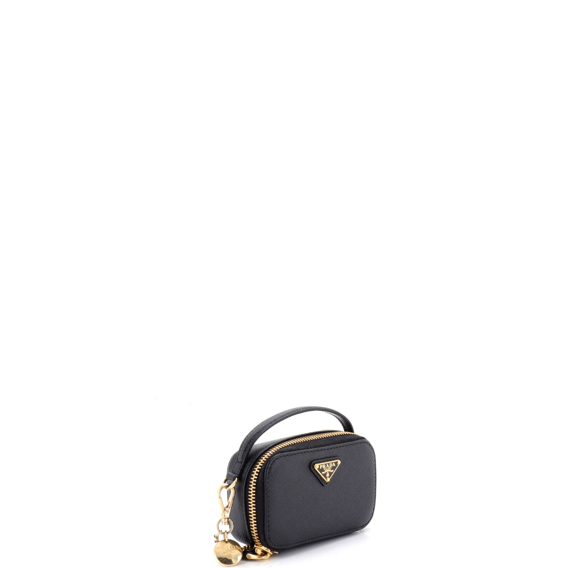 Triangle Logo Top Handle Pouch Crossbody Bag Saffiano Leather Mini
