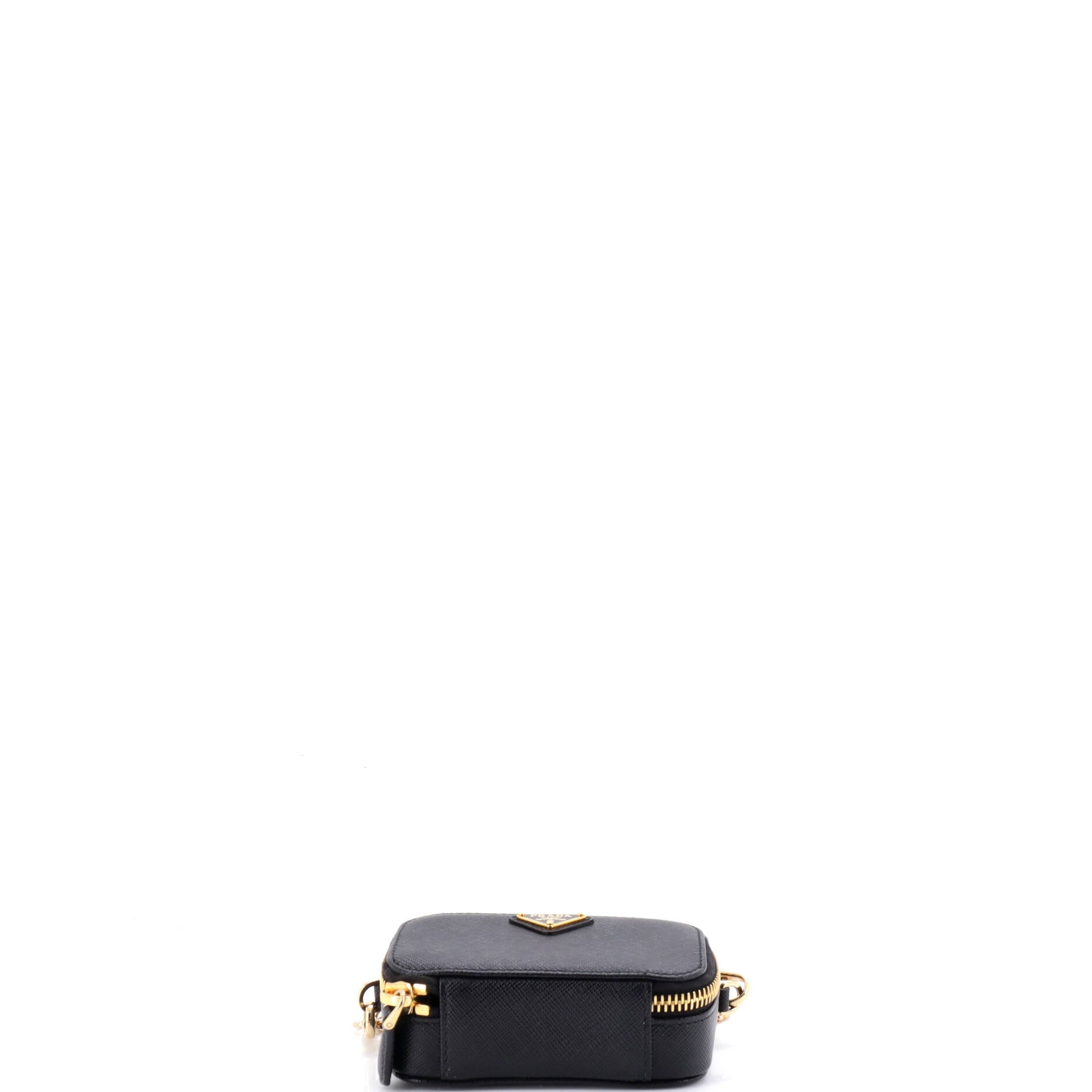 Triangle Logo Top Handle Pouch Crossbody Bag Saffiano Leather Mini