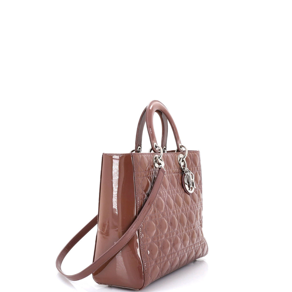 Lady Dior Bag Cannage Quilt Patent Large