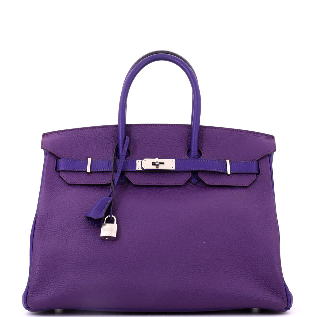 Birkin Handbag Bicolor Clemence with Palladium Hardware 35