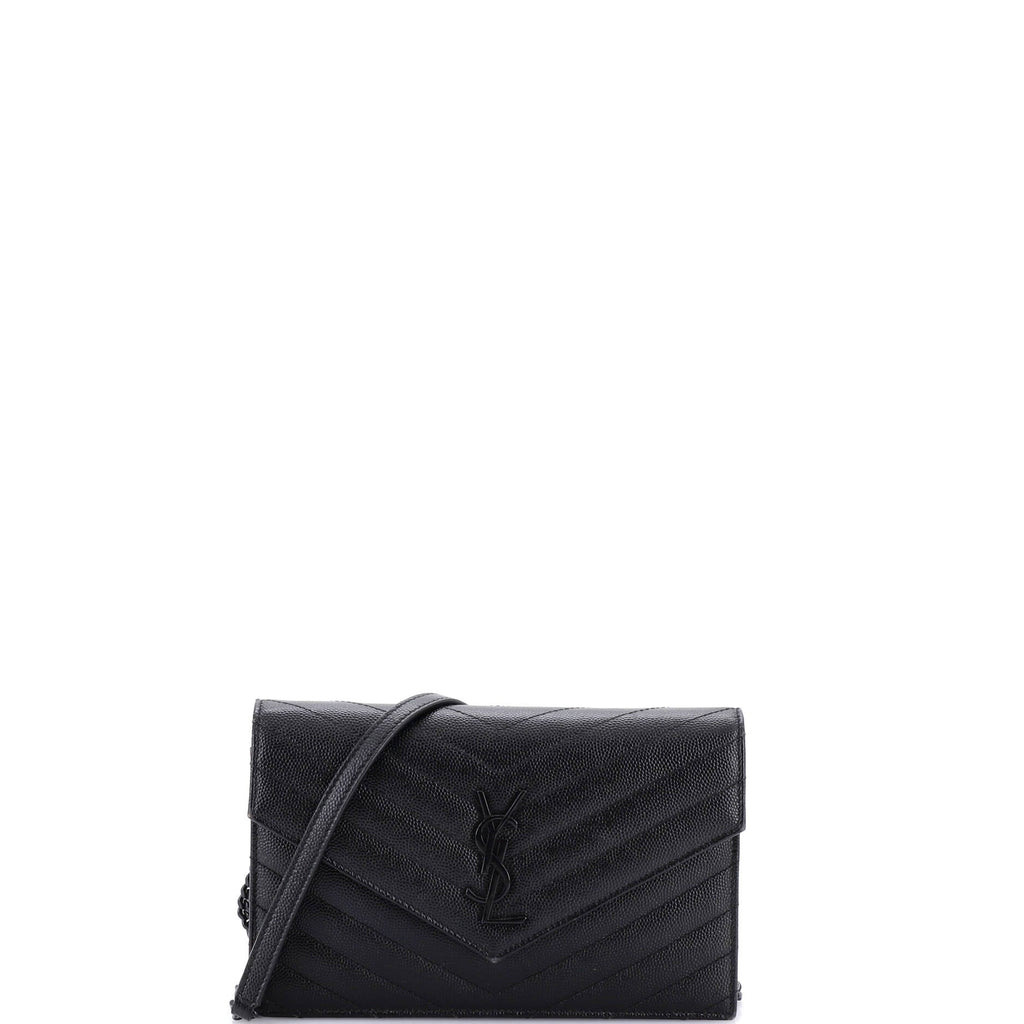 Classic Monogram Wallet on Chain Matelasse Chevron Leather Small