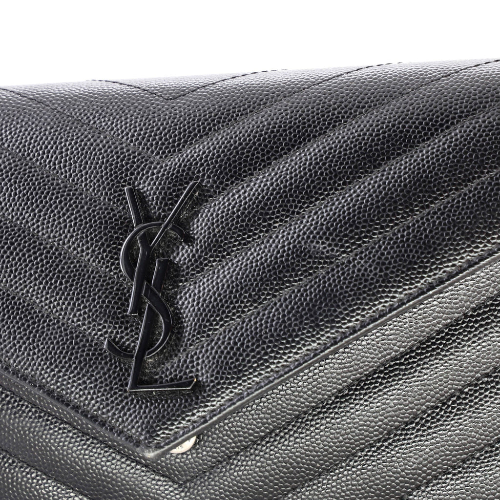 Classic Monogram Wallet on Chain Matelasse Chevron Leather Small