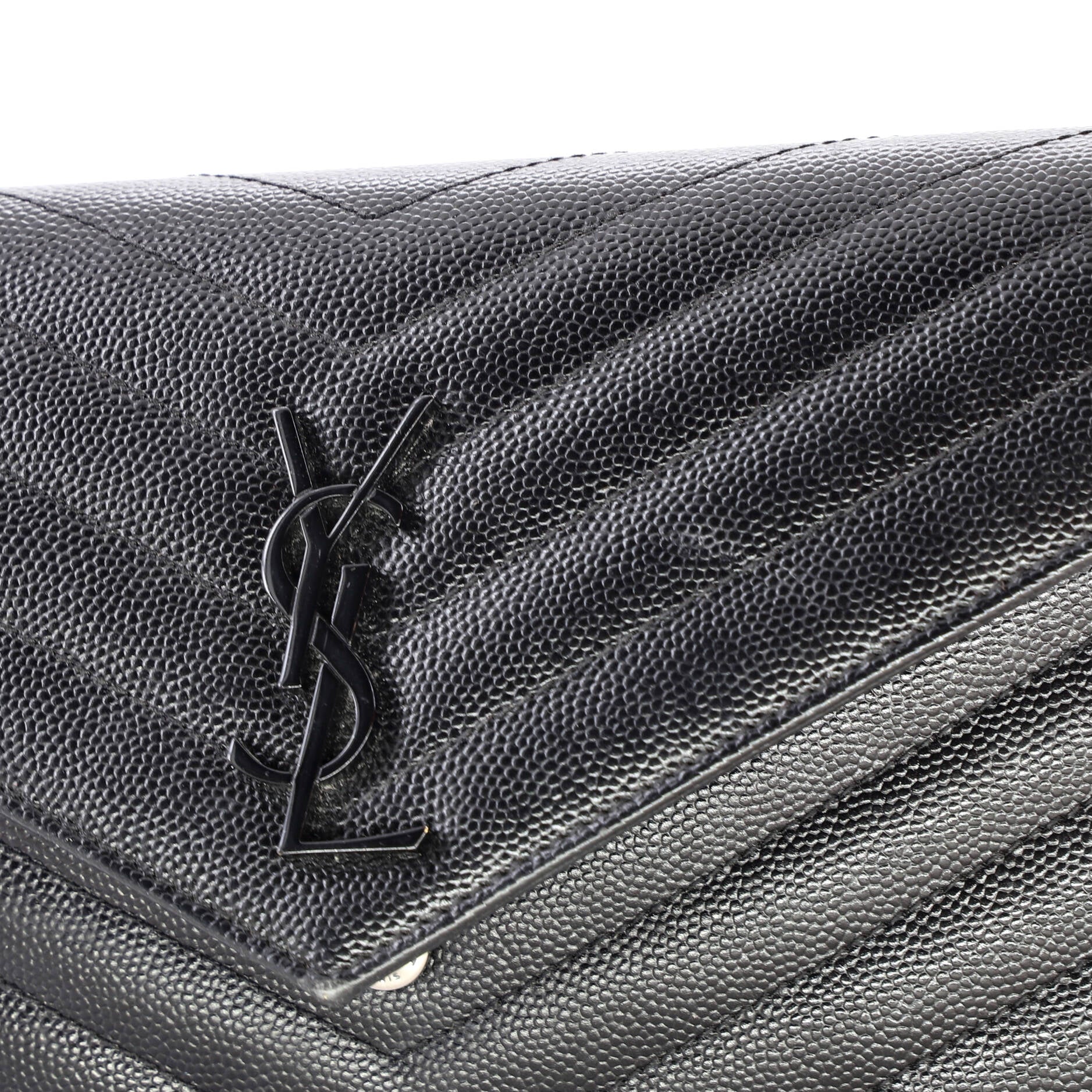 Classic Monogram Wallet on Chain Matelasse Chevron Leather Small
