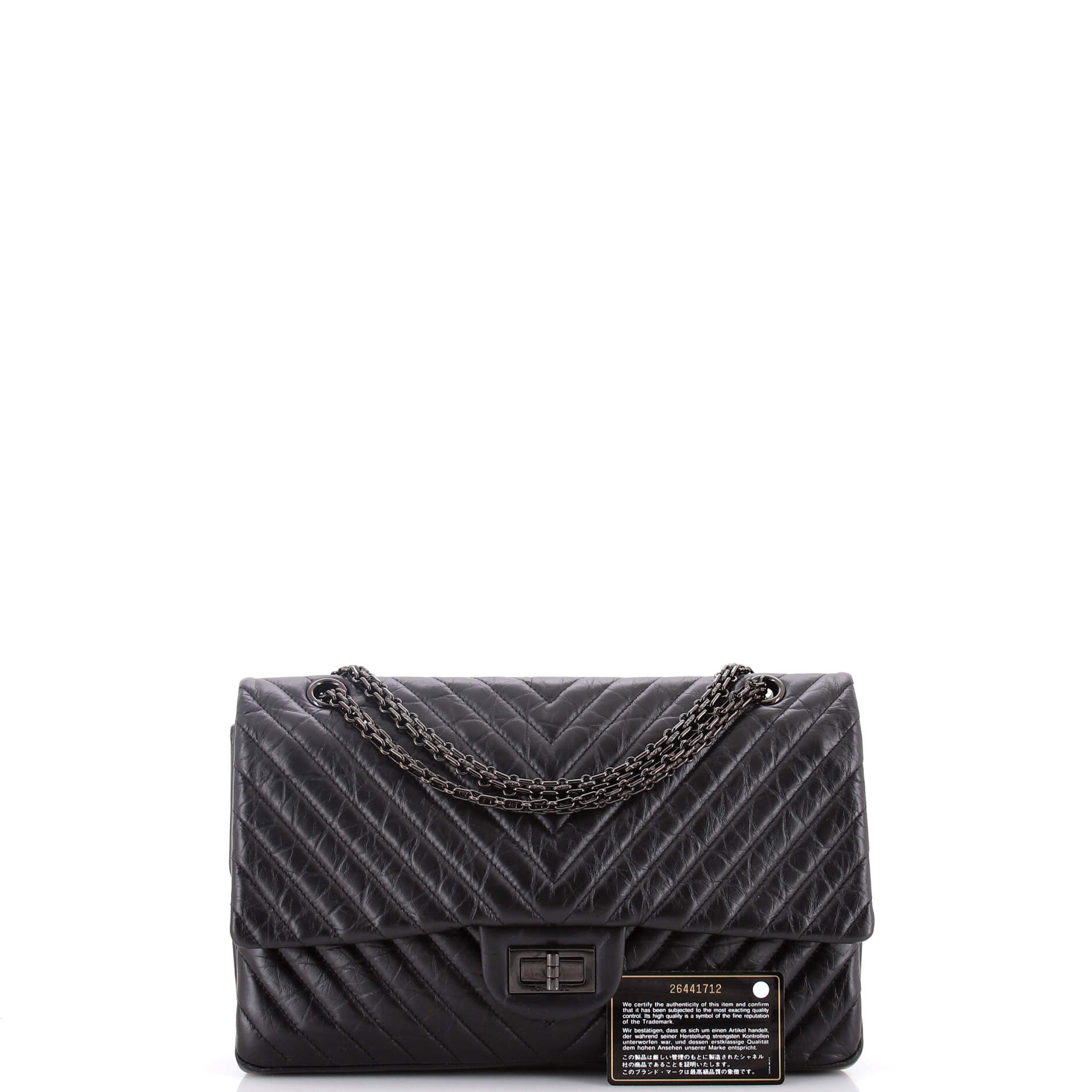 So Black Reissue 2.55 Flap Bag Chevron Aged Calfskin 227