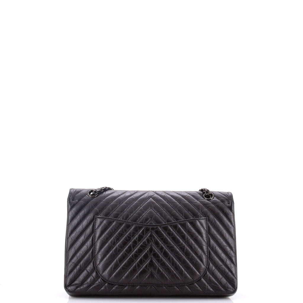 So Black Reissue 2.55 Flap Bag Chevron Aged Calfskin 227