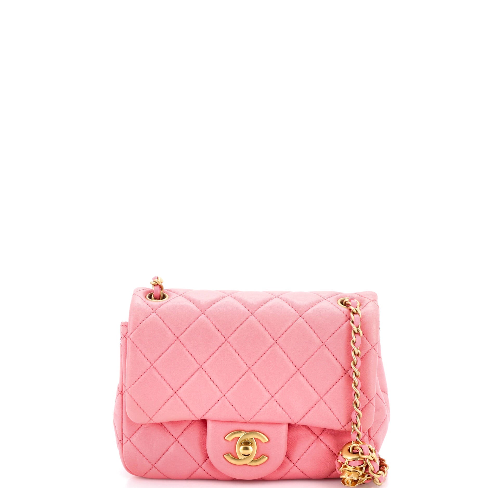 Pearl Crush Square Flap Bag Quilted Lambskin Mini