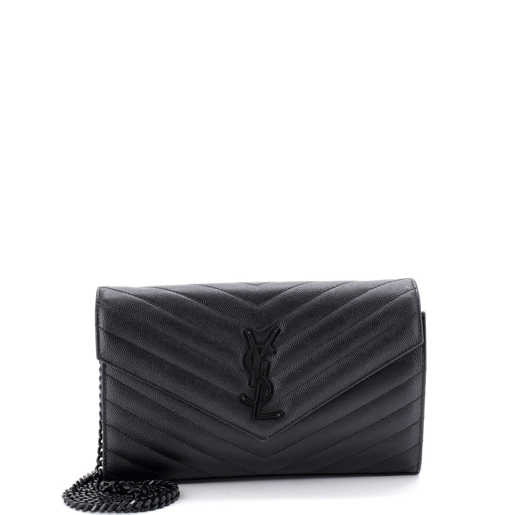 Classic Monogram Wallet on Chain Matelasse Chevron Leather Medium