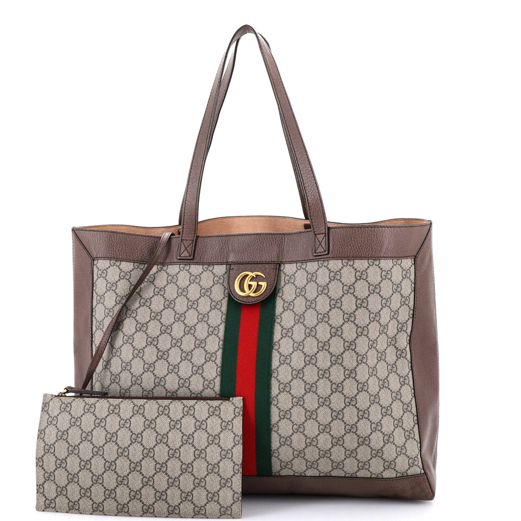 Ophidia Soft Open Tote GG Coated Canvas East West