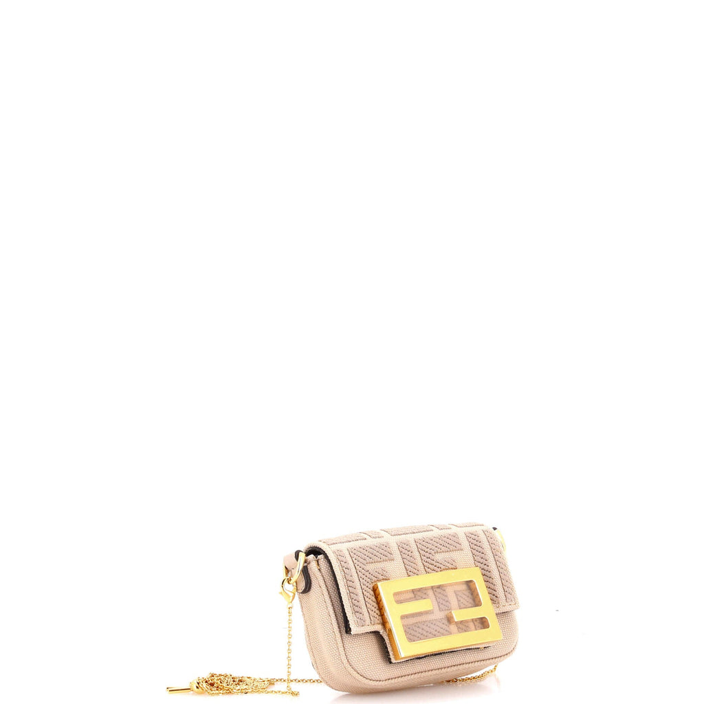 Chain Baguette Charm Bag Zucca Embroidered Canvas Nano
