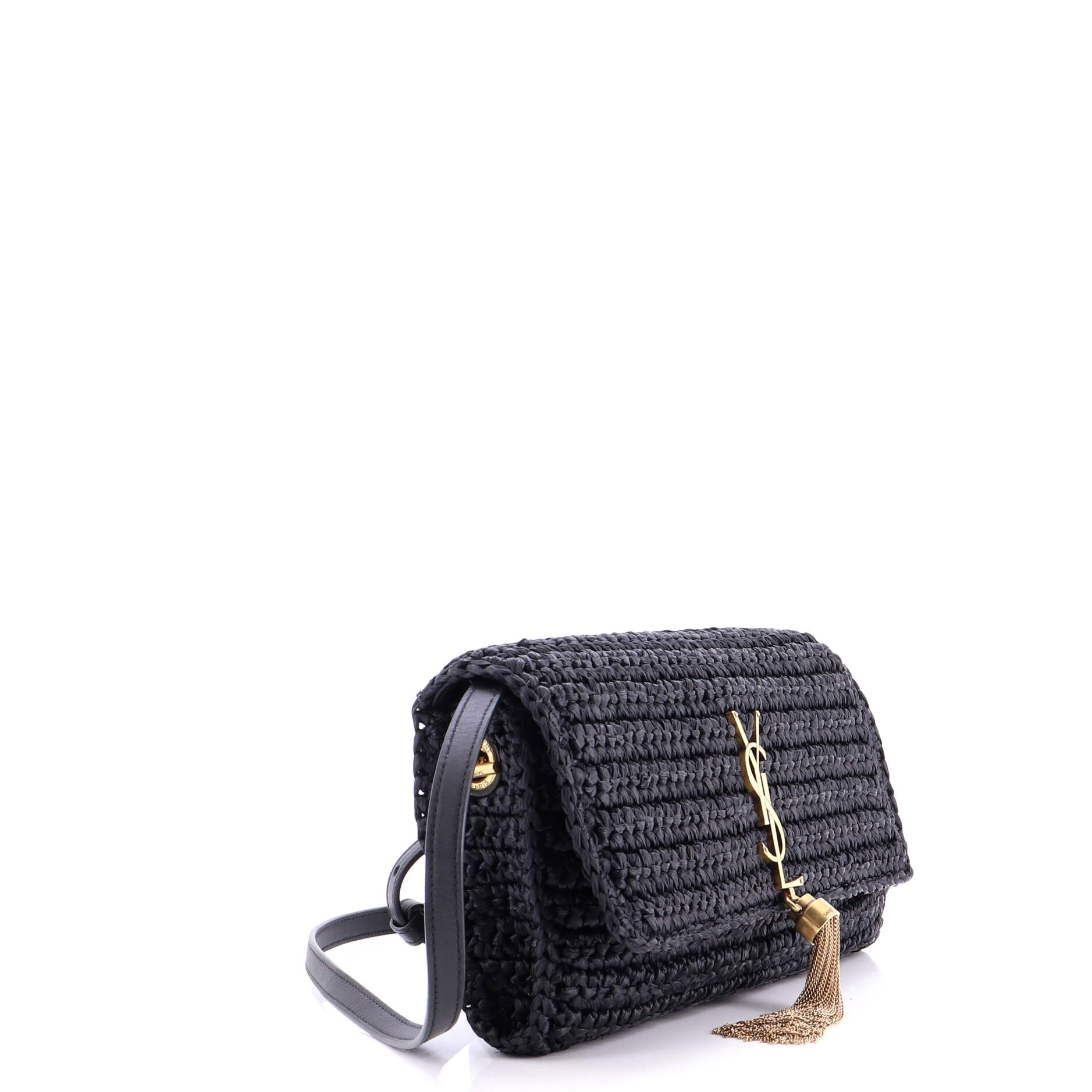 Kate 99 Tassel Flap Bag Woven Raffia Medium