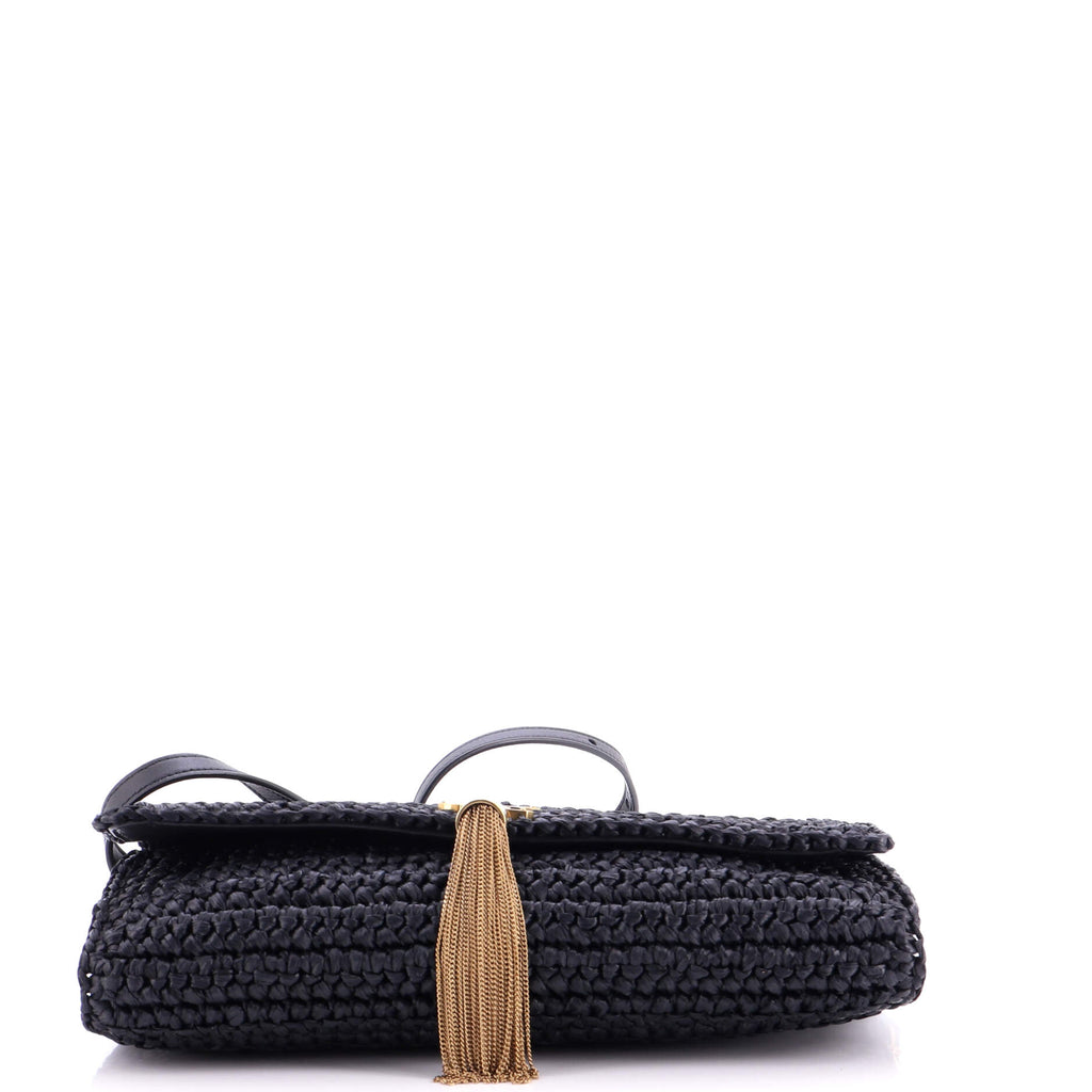 Kate 99 Tassel Flap Bag Woven Raffia Medium