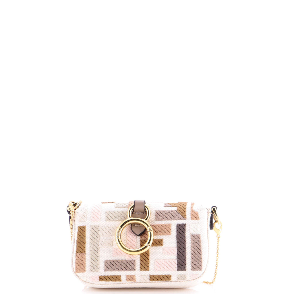 Chain Baguette Charm Bag Zucca Embroidered Canvas Nano