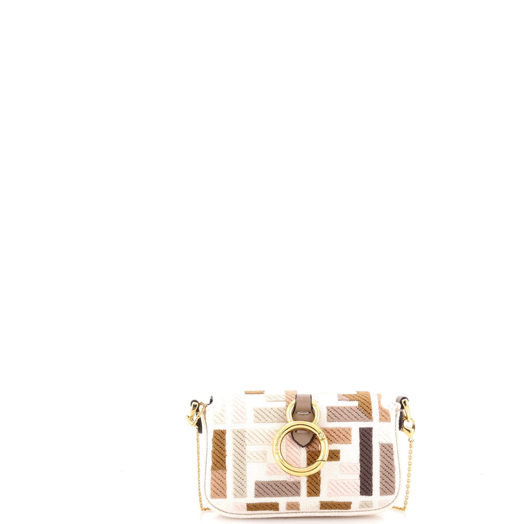 Chain Baguette Charm Bag Zucca Embroidered Canvas Nano