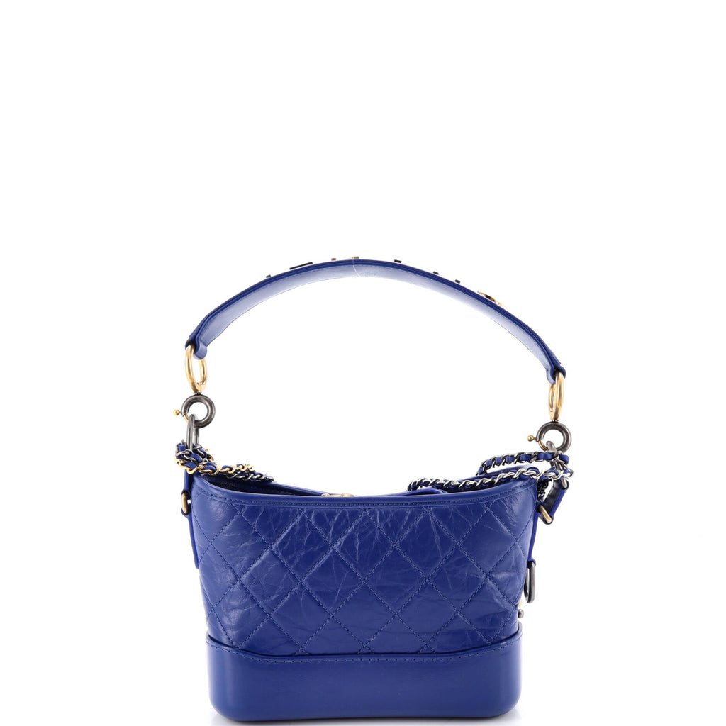 Gabrielle Hobo with Logo Handle Quilted Aged Calfskin Small