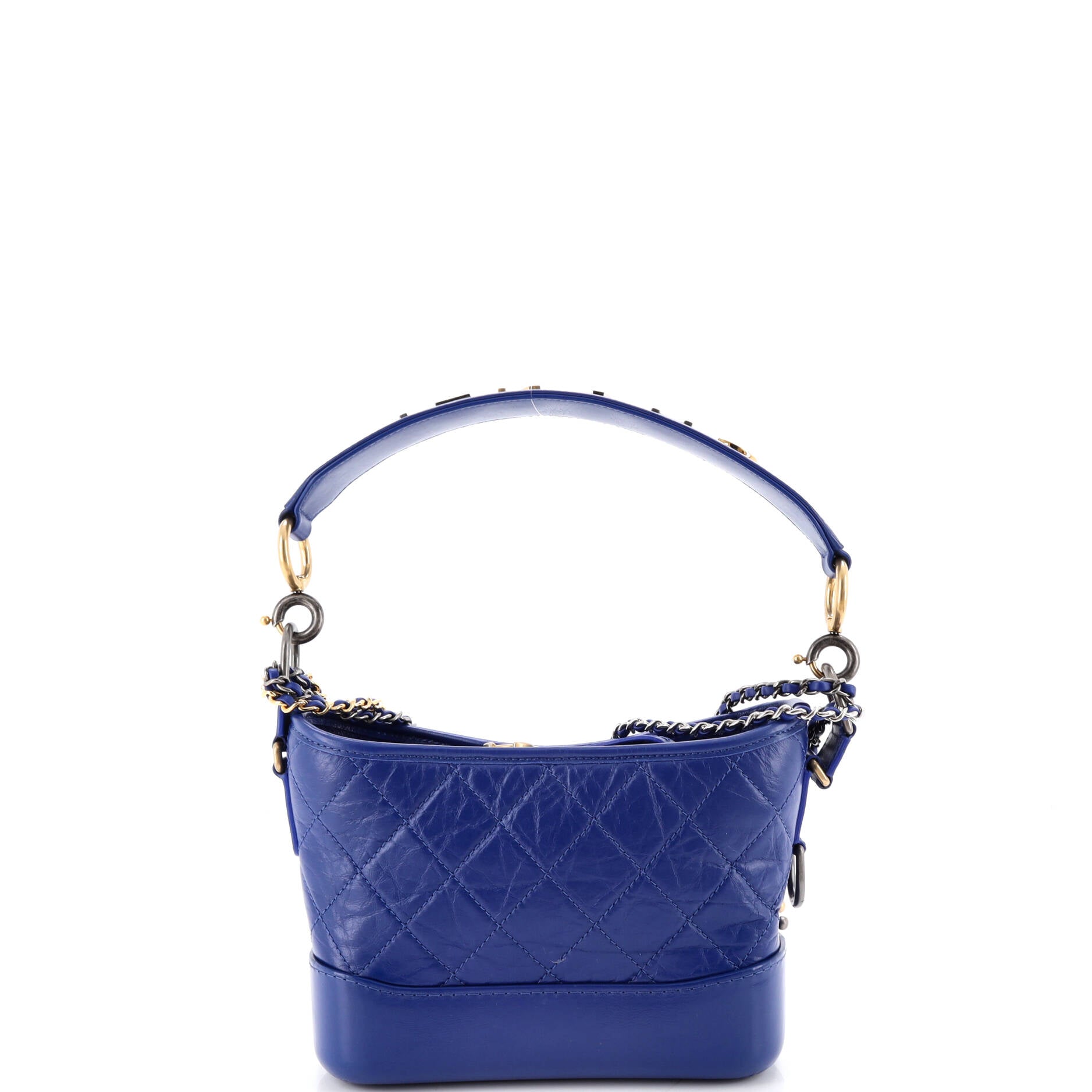 Gabrielle Hobo with Logo Handle Quilted Aged Calfskin Small
