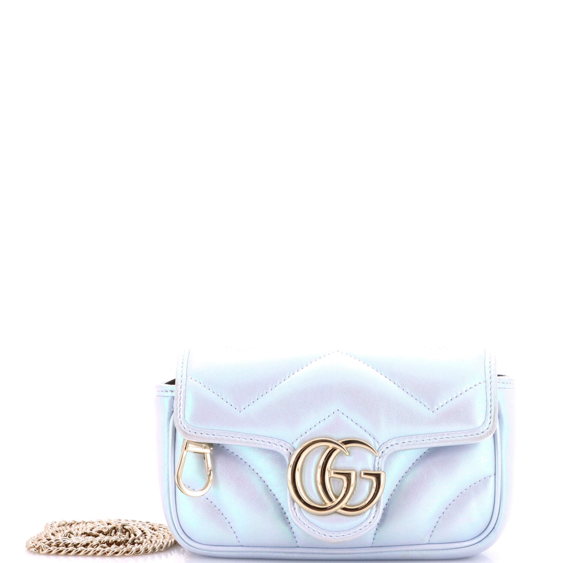 GG Marmont Flap Bag Chevron Iridescent Leather Super Mini