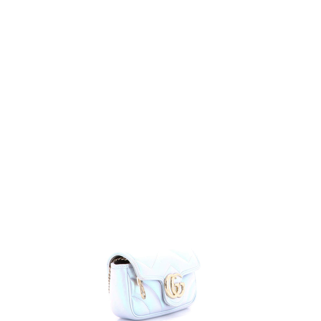 GG Marmont Flap Bag Chevron Iridescent Leather Super Mini