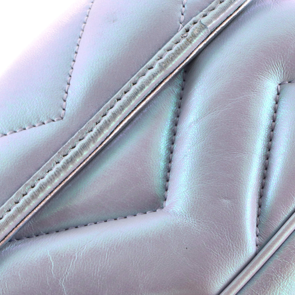 GG Marmont Flap Bag Chevron Iridescent Leather Super Mini