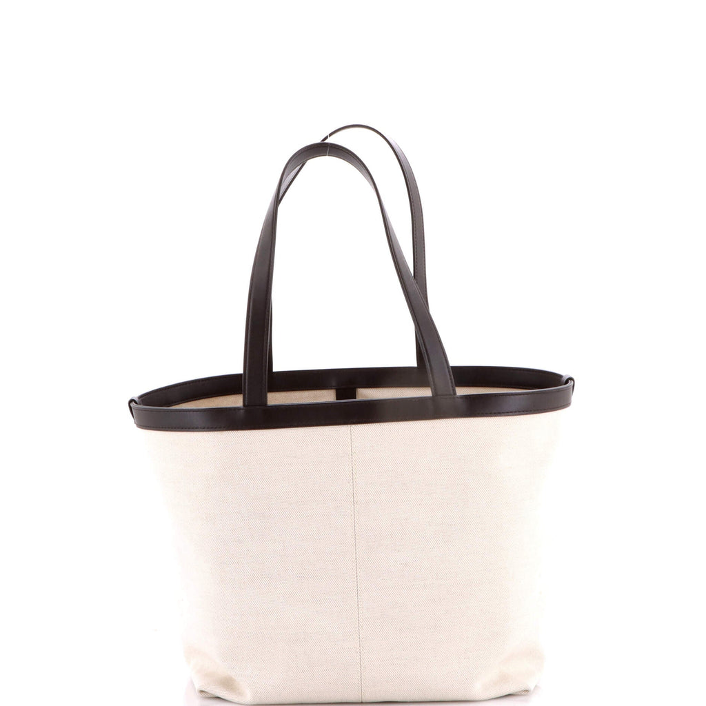 Flip Flap Tote Canvas with Intrecciato Leather Medium