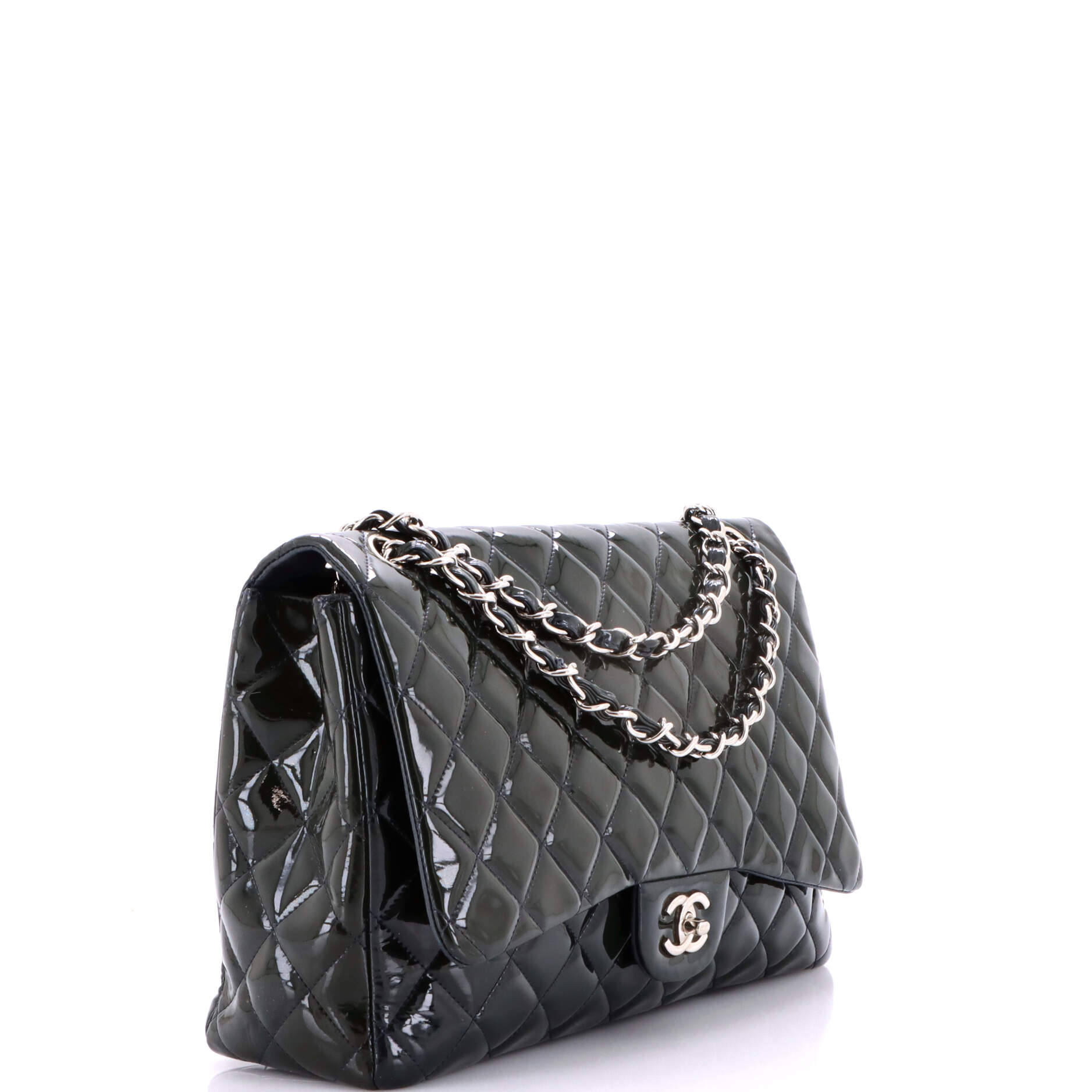 Classic Double Flap Bag Quilted Patent Maxi
