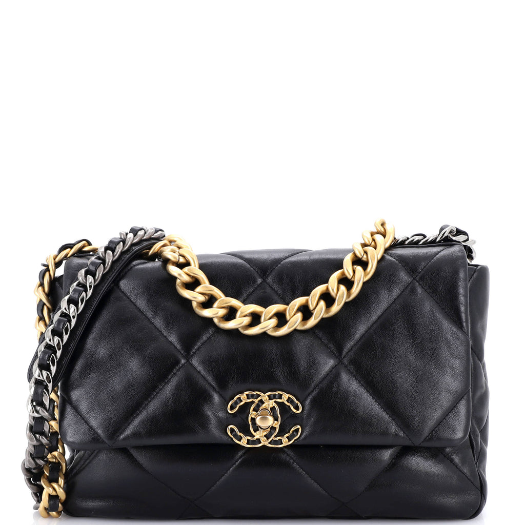 19 Flap Bag Quilted Leather Large