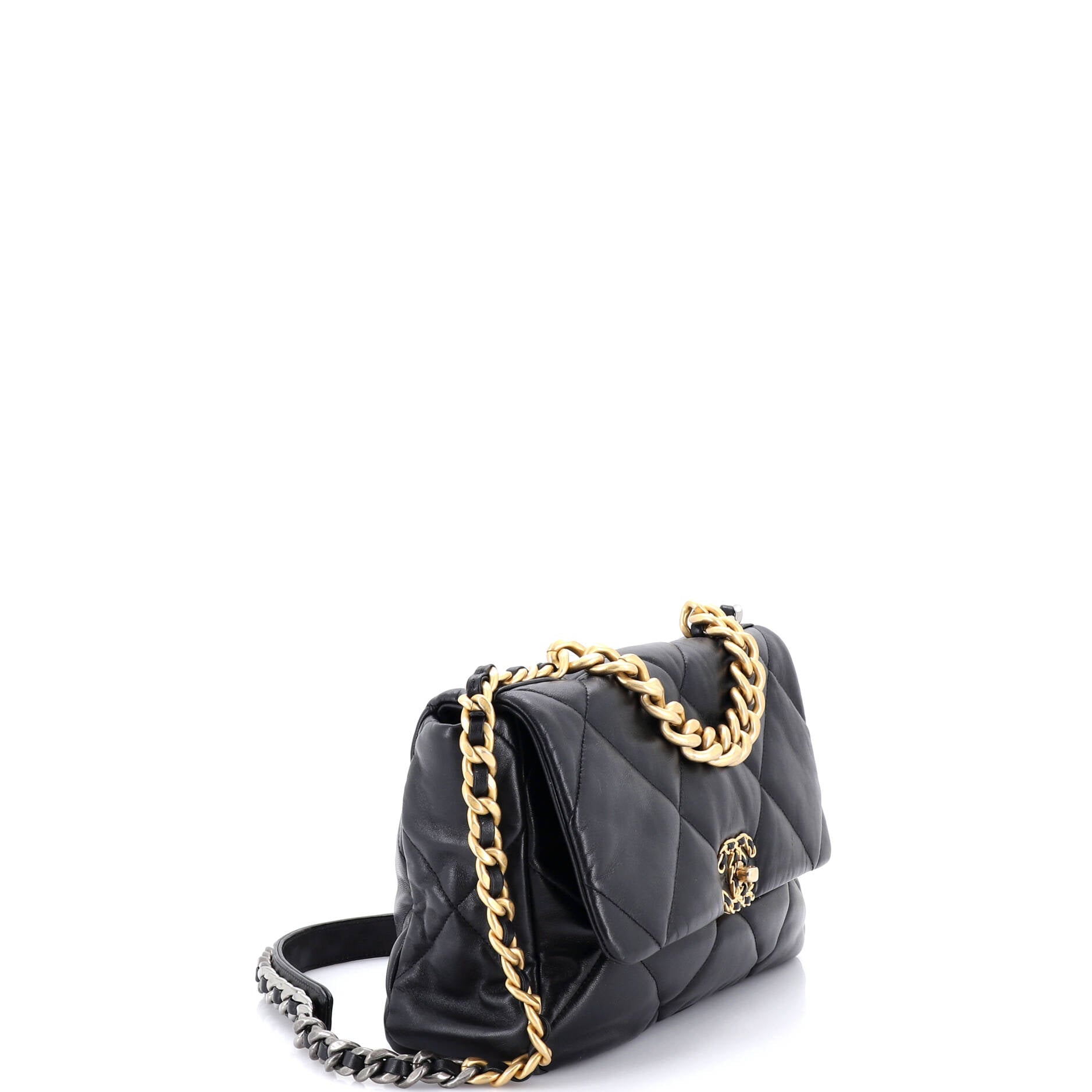 19 Flap Bag Quilted Leather Large