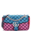 GG Marmont Flap Bag Diagonal Quilted GG Canvas with Leather Small