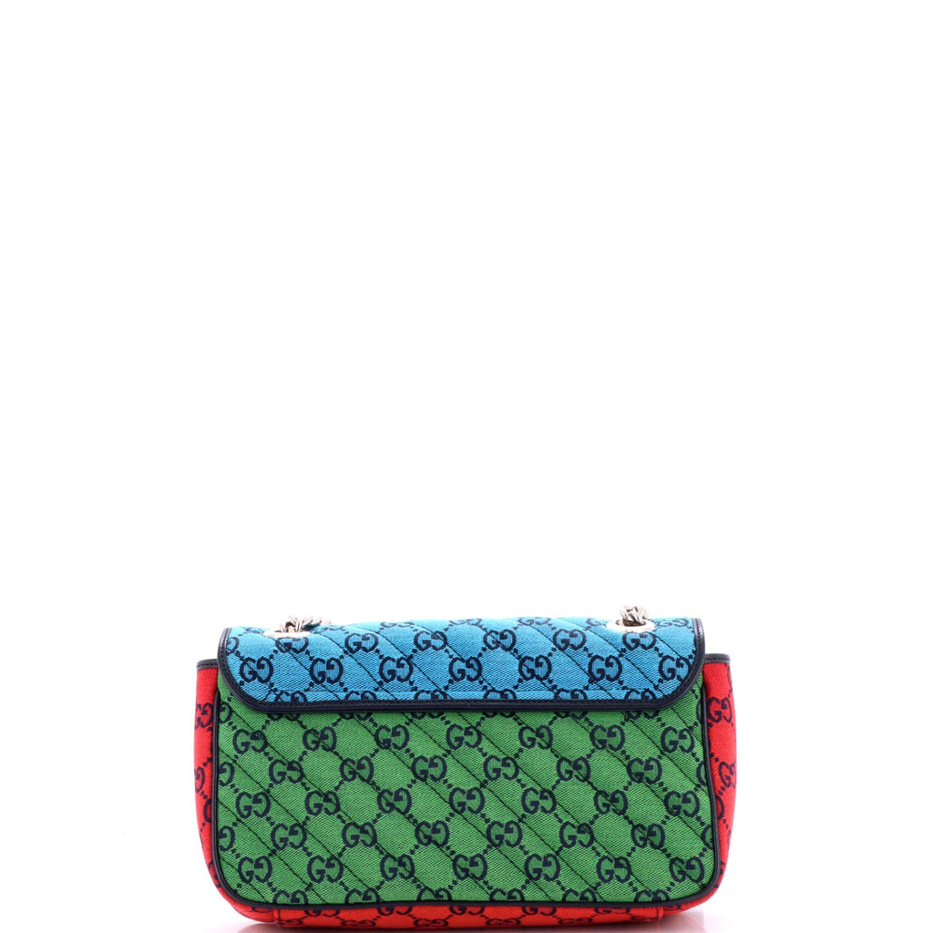 GG Marmont Flap Bag Diagonal Quilted GG Canvas with Leather Small