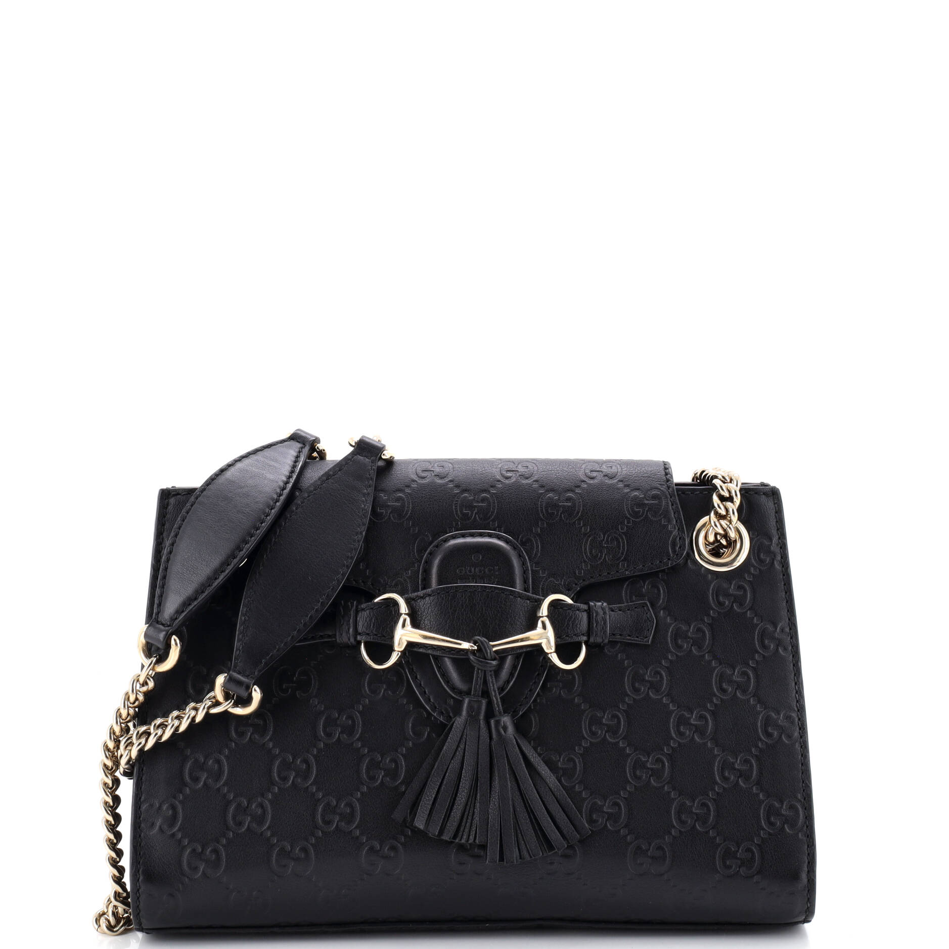 Emily Chain Flap Shoulder Bag Guccissima Leather Small