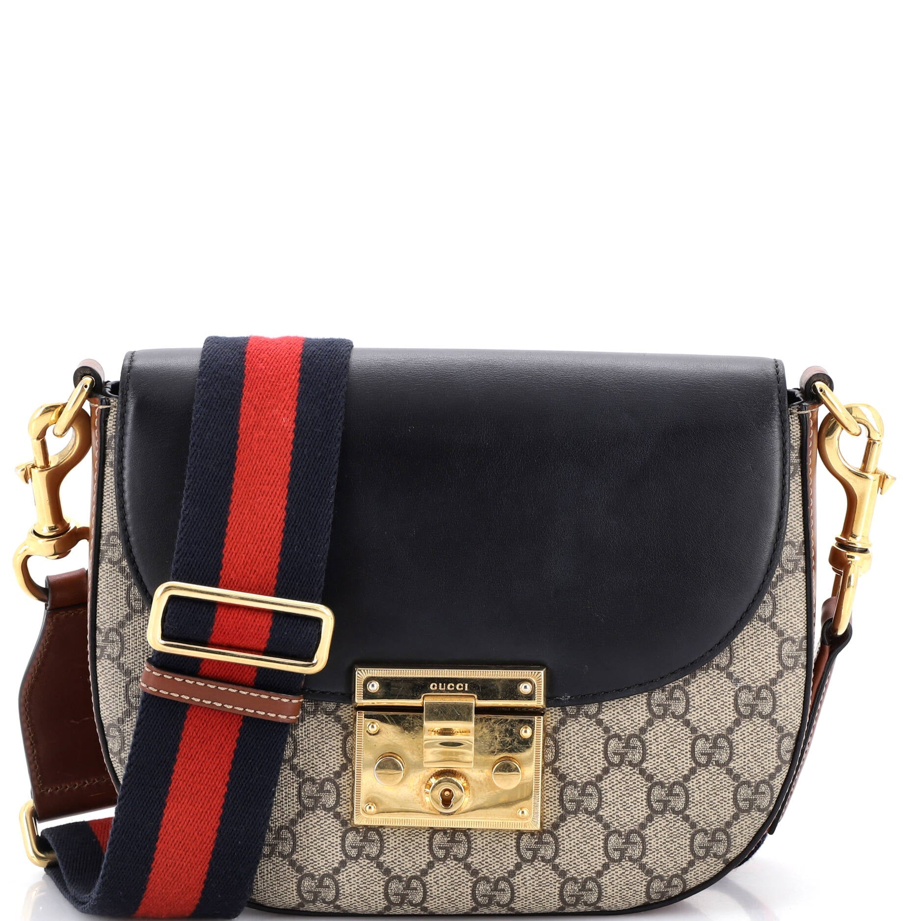 Padlock Saddle Shoulder Bag GG Coated Canvas and Leather Medium