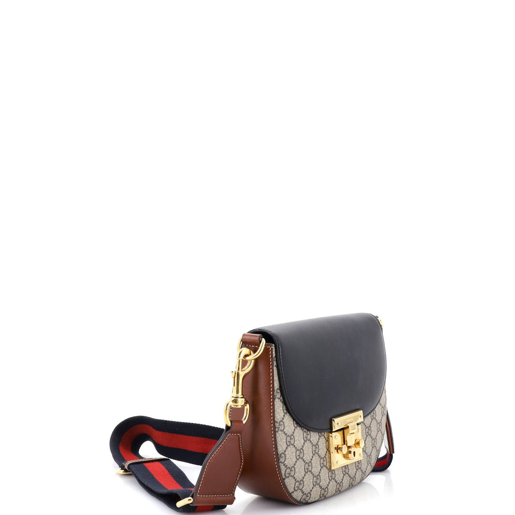 Padlock Saddle Shoulder Bag GG Coated Canvas and Leather Medium