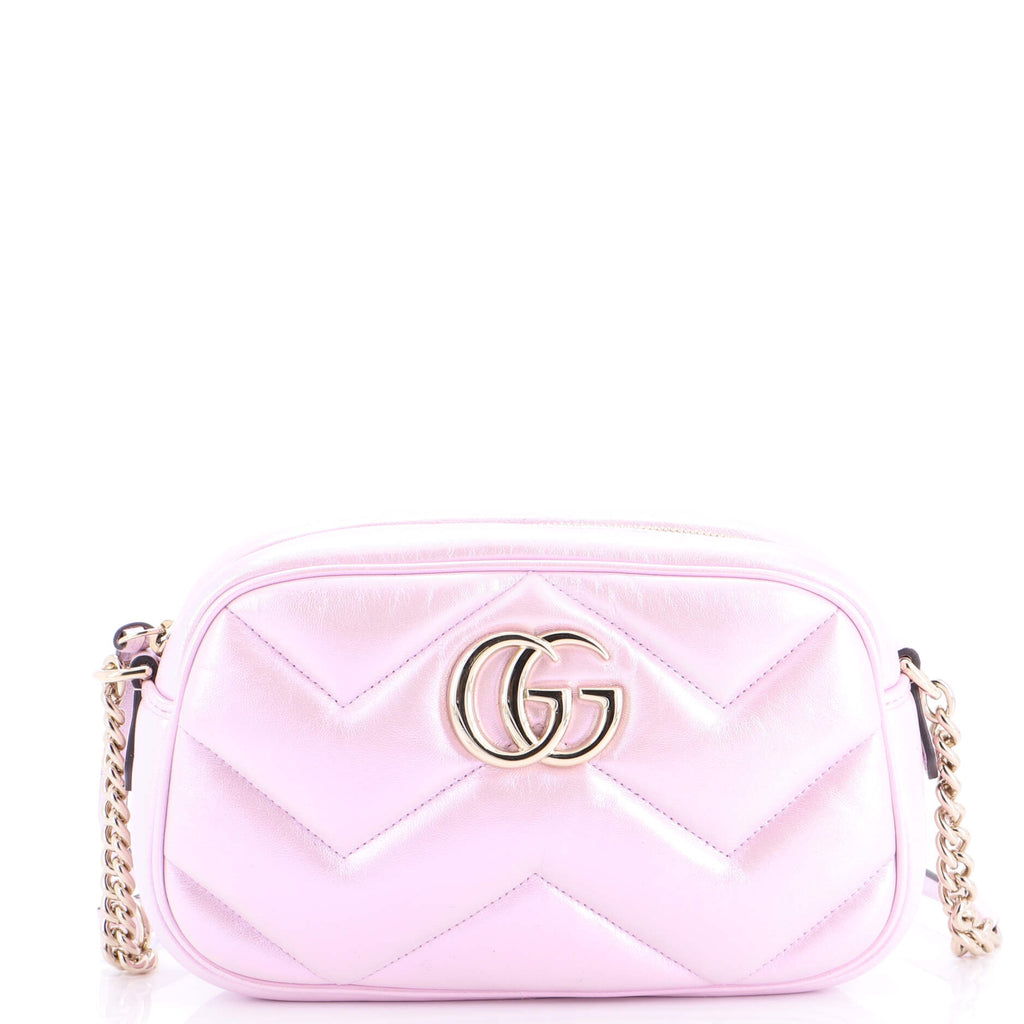 GG Marmont Shoulder Bag Chevron Iridescent Leather Small
