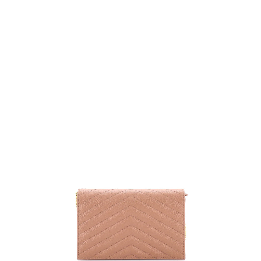 Classic Monogram Wallet on Chain Matelasse Chevron Leather Small