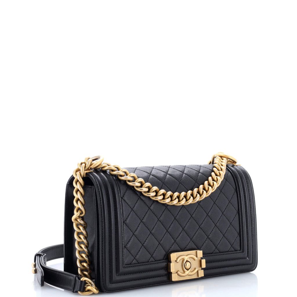 Boy Flap Bag Quilted Caviar Old Medium