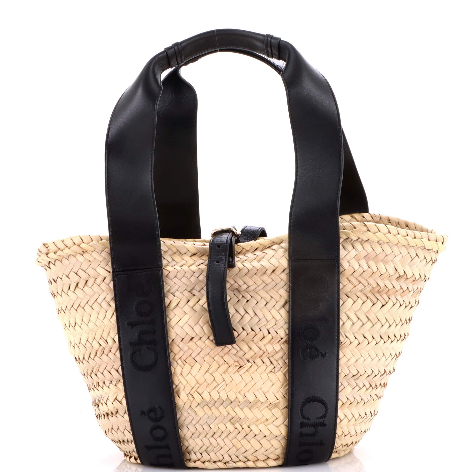 Sense Basket Tote Raffia with Leather Medium