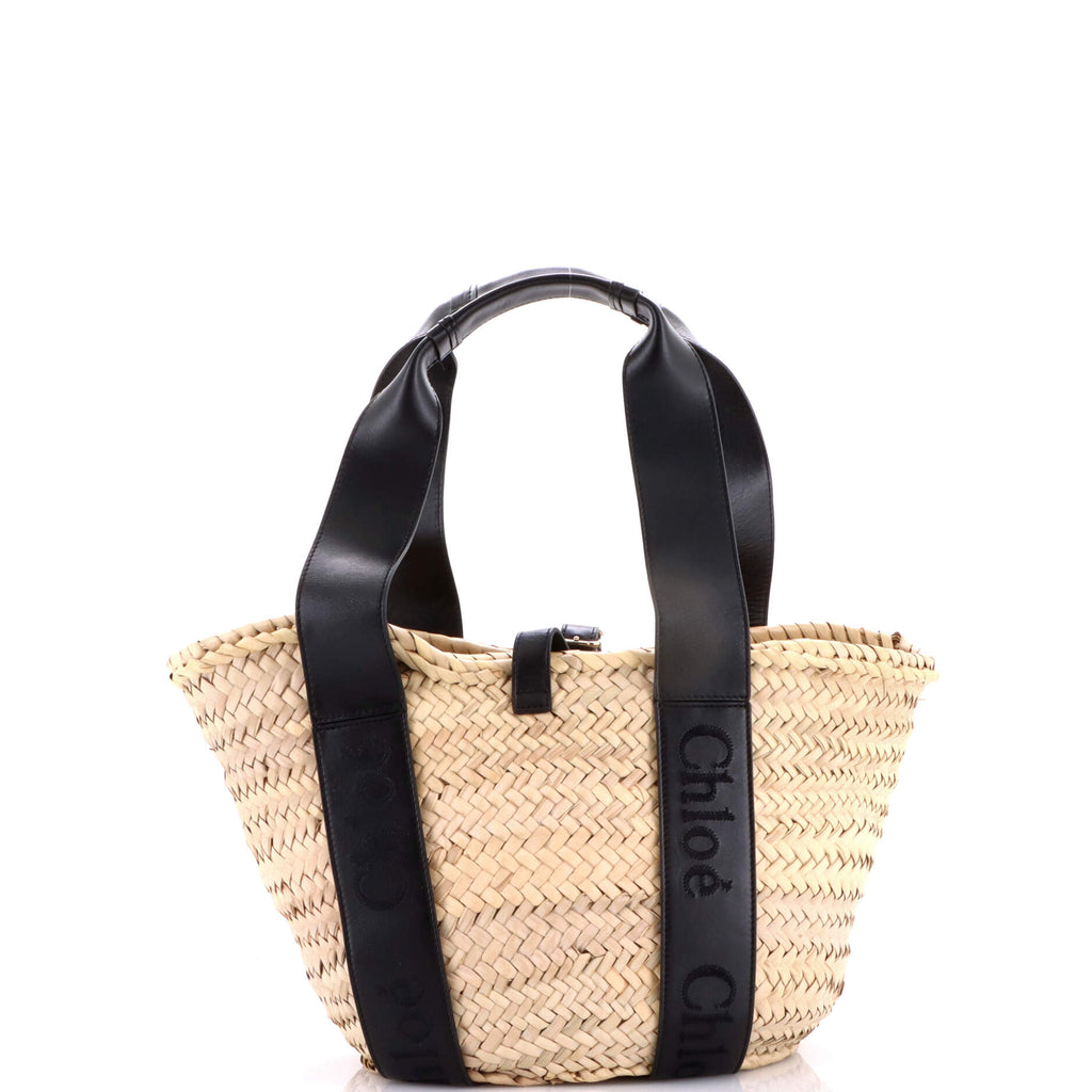 Sense Basket Tote Raffia with Leather Medium