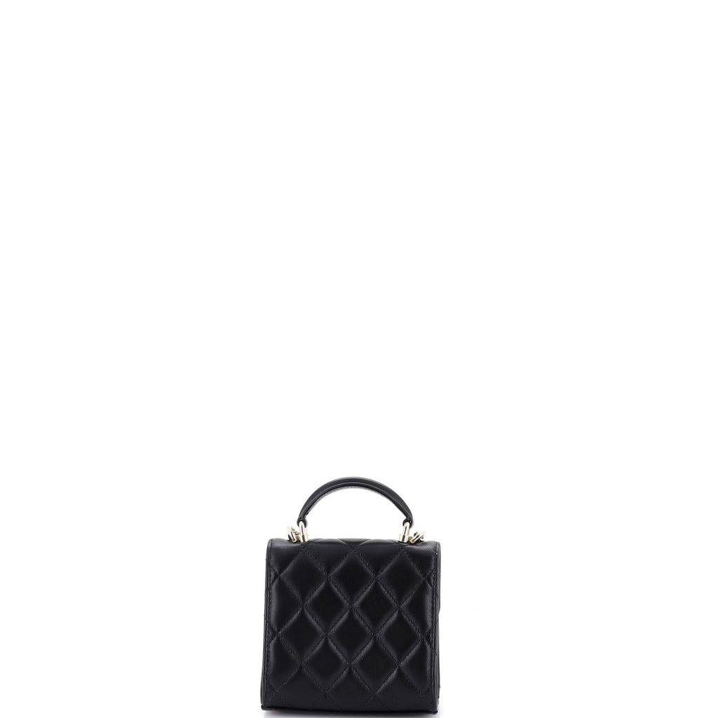Square Classic Flap Top Handle Clutch with Chain Quilted Lambskin