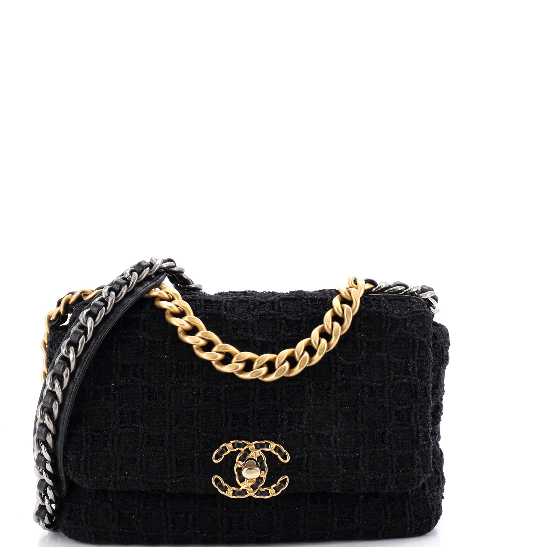 19 Flap Bag Quilted Tweed Medium