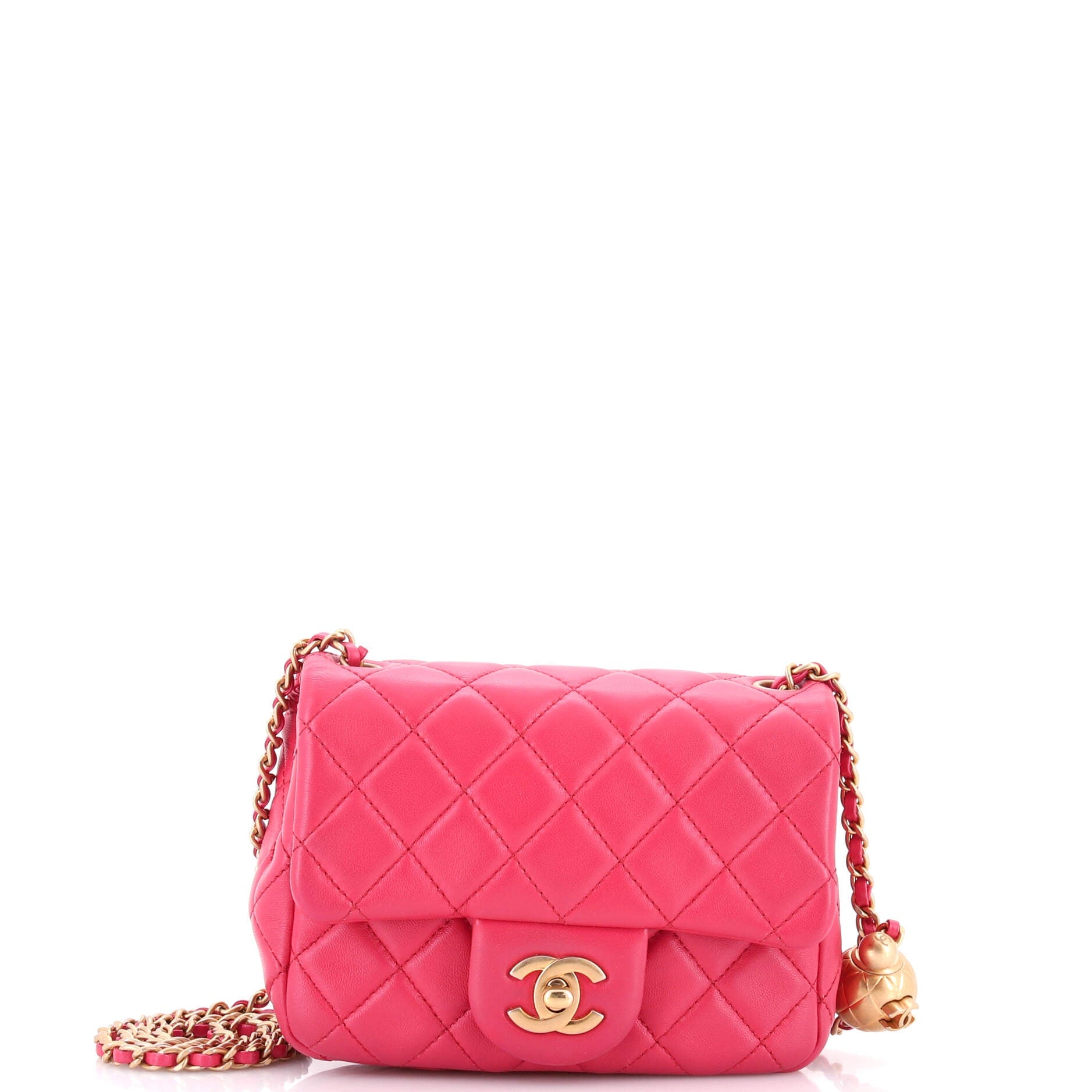 Pearl Crush Square Flap Bag Quilted Lambskin Mini