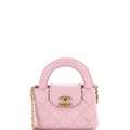 Kelly Top Handle Shopping Bag Quilted Shiny Aged Calfskin Nano