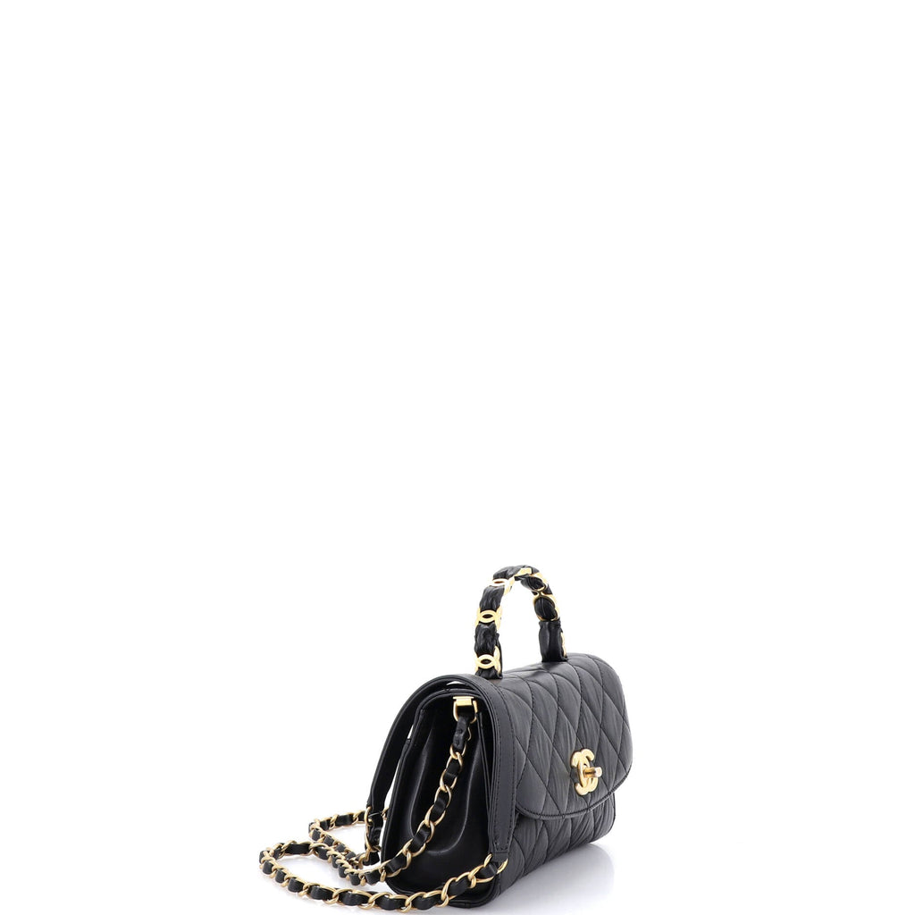 Wrapped CC Top Handle Bag Quilted Lambskin Mini