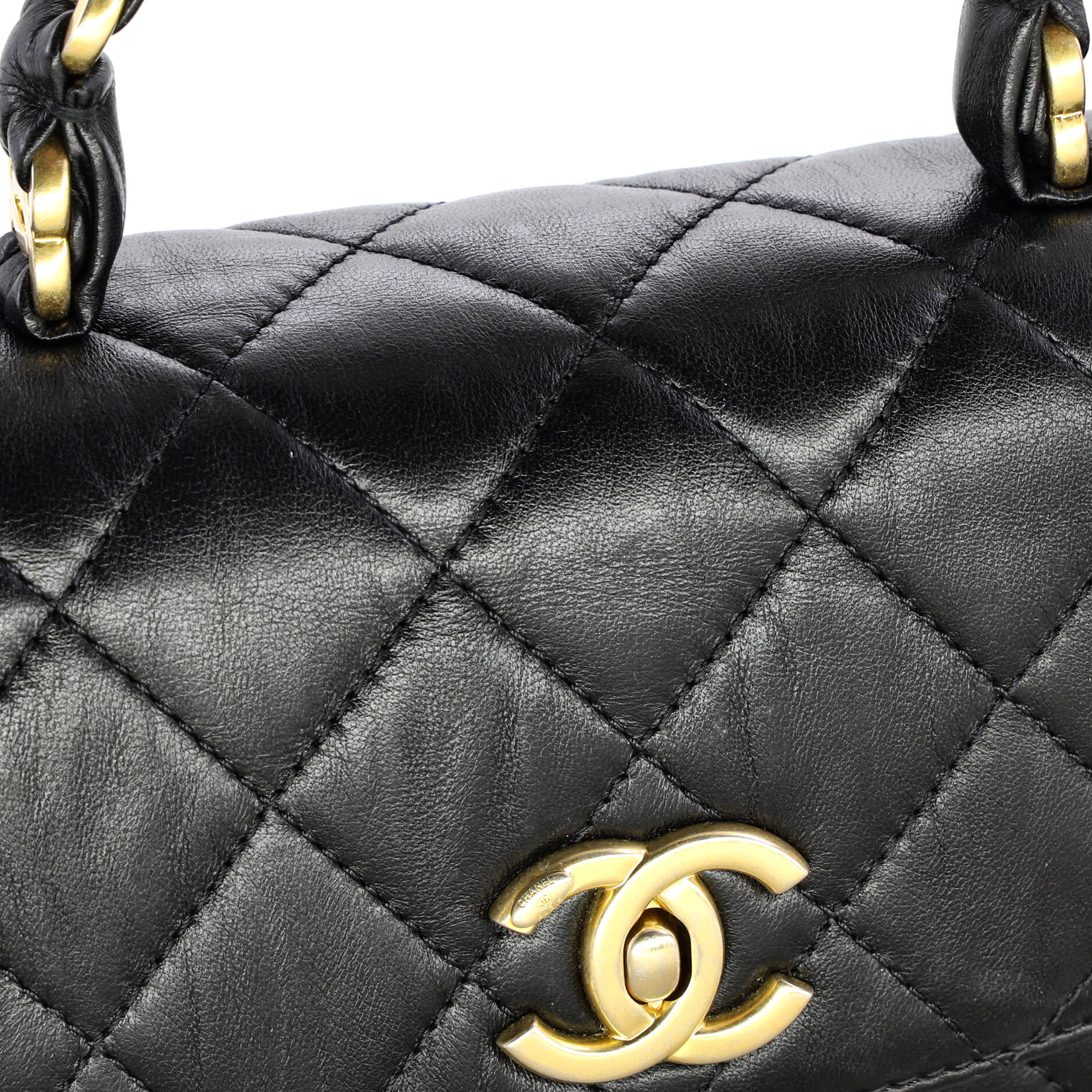 Wrapped CC Top Handle Bag Quilted Lambskin Mini