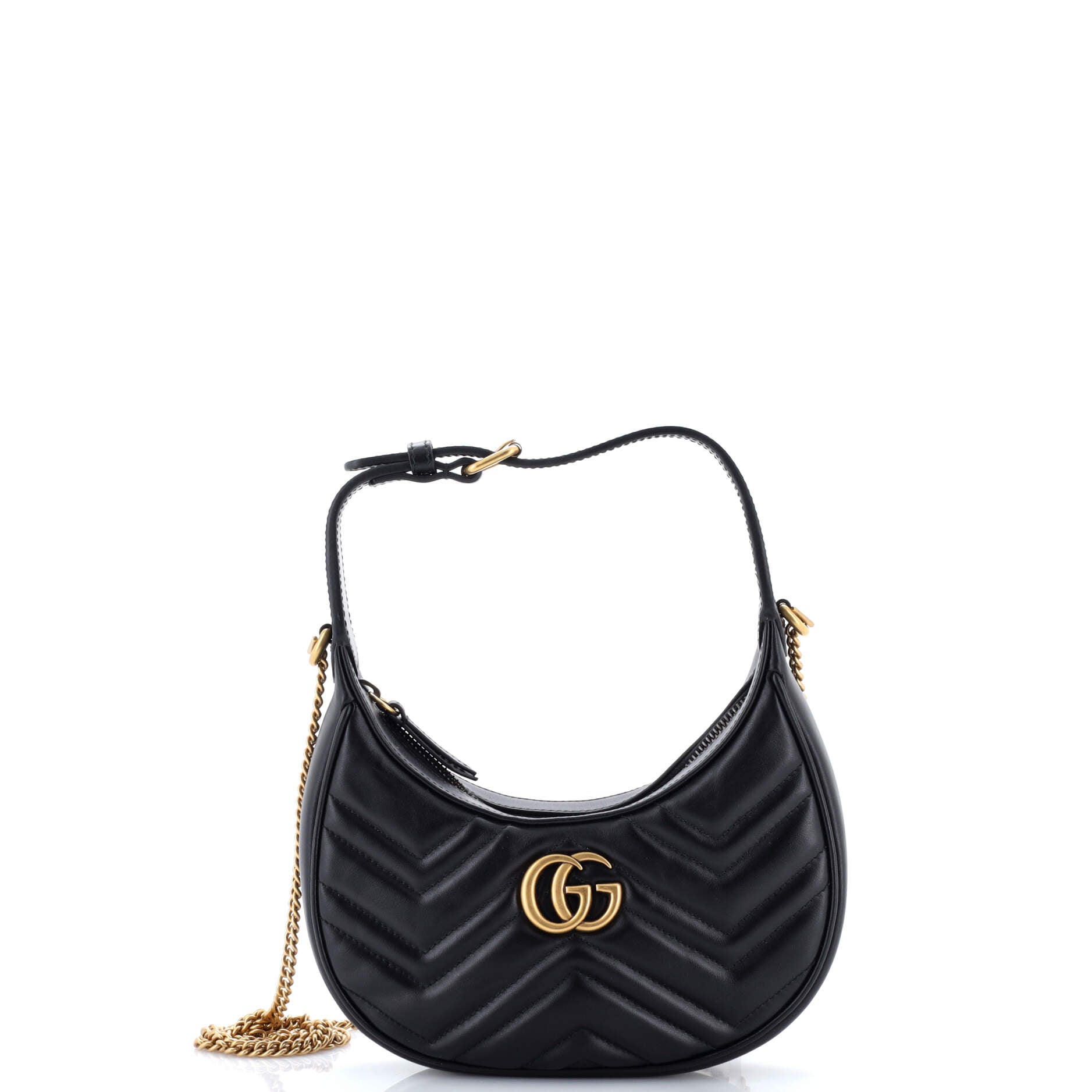 GG Marmont Half Moon Hobo Matelasse Leather Mini