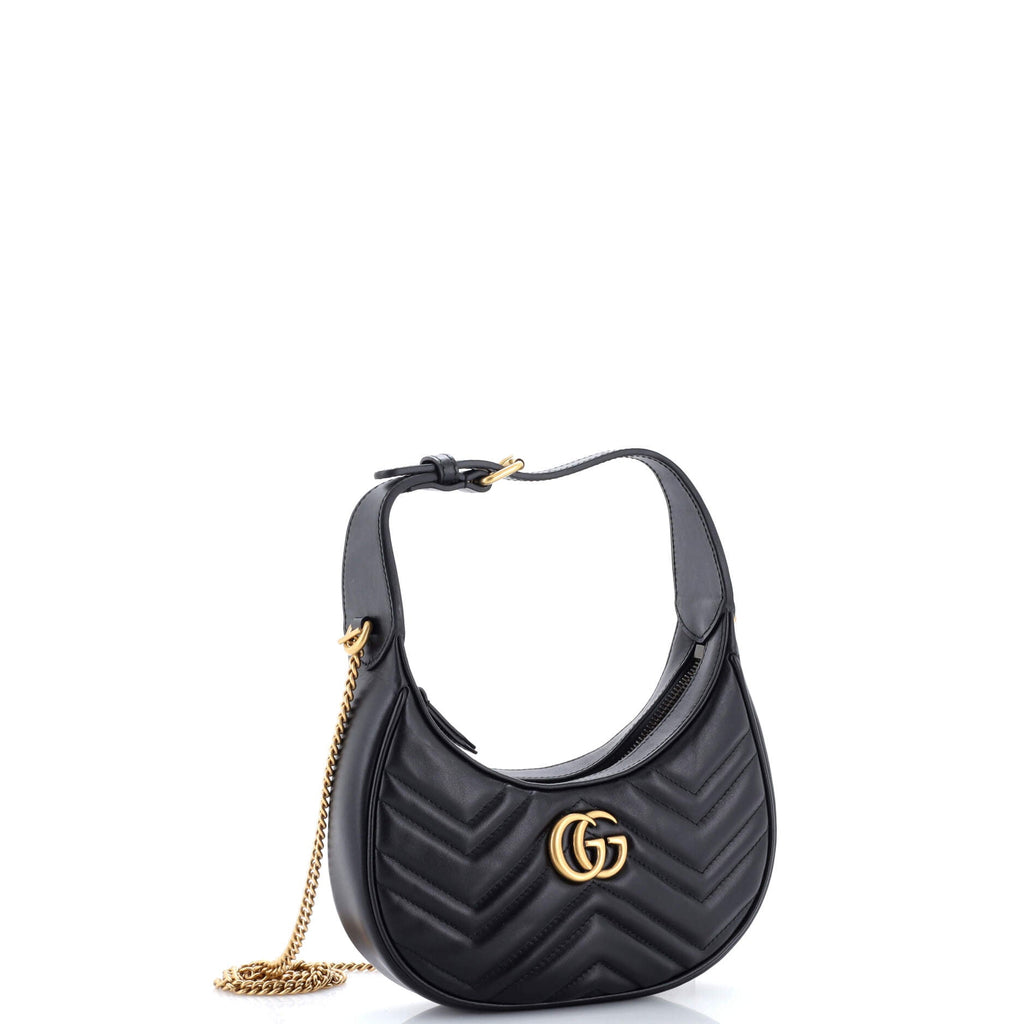 GG Marmont Half Moon Hobo Matelasse Leather Mini
