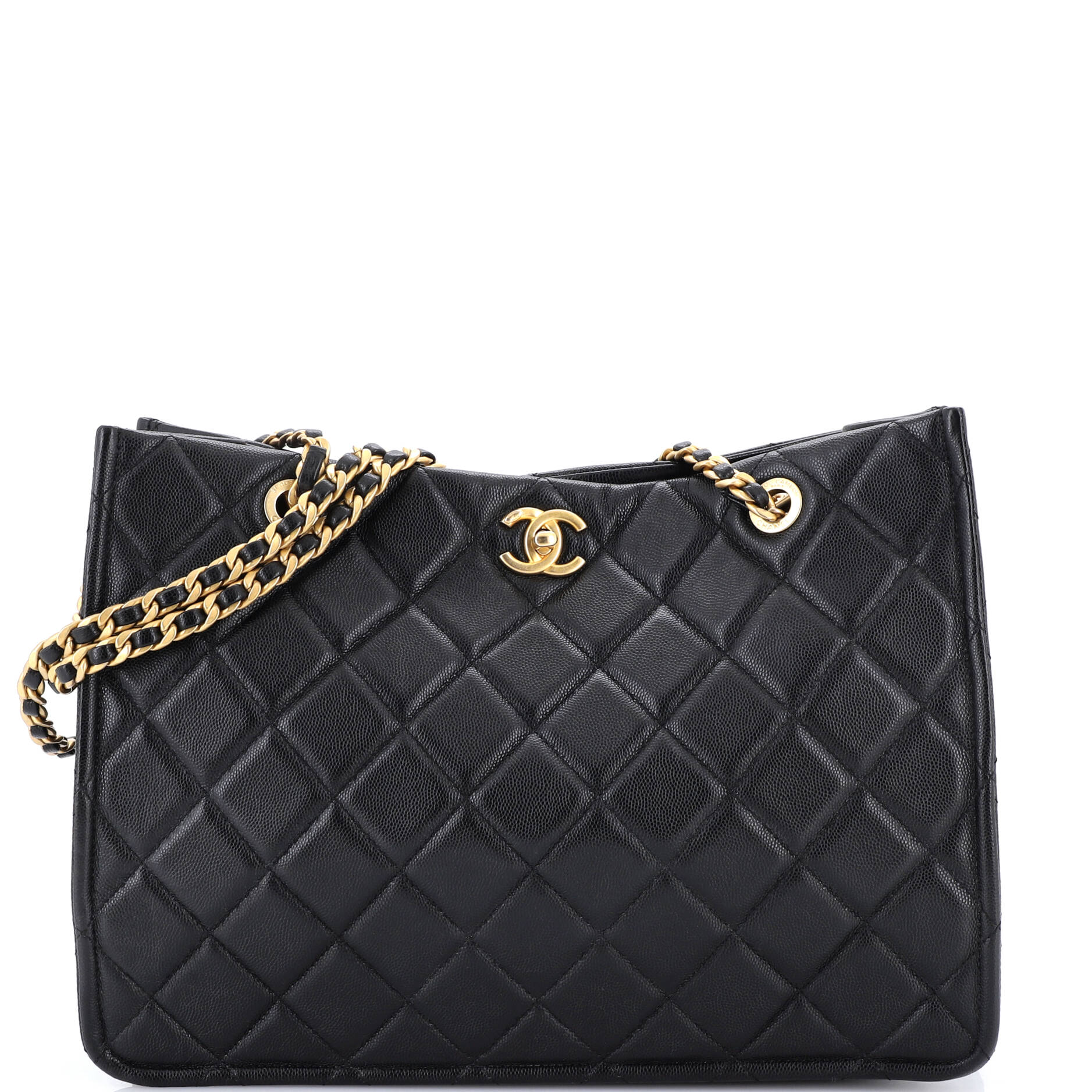 Sweet Classic Shopping Tote Quilted Caviar Large