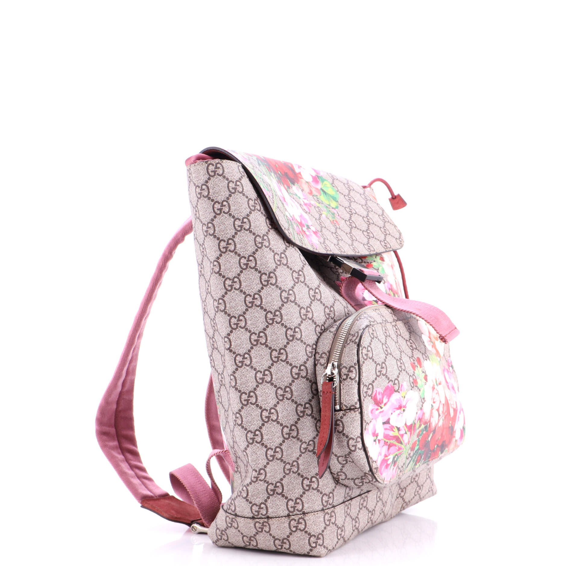 Buckle Backpack Blooms Print GG Coated Canvas Small